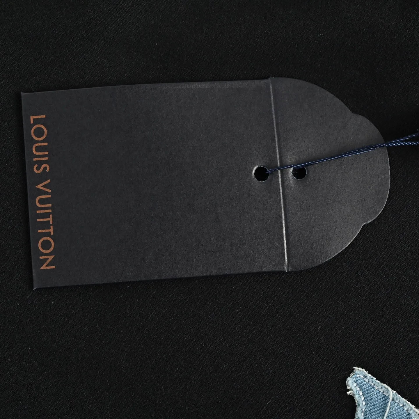 Louis Vuitton/Louis Vuitton denim patch letter embroidered crew neck sweatshirt